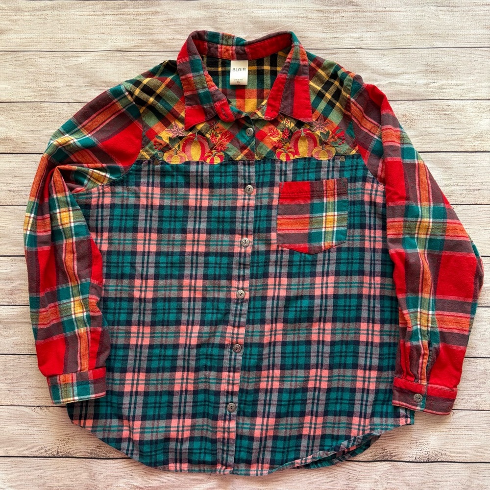 Fall Pumpkin Flannel Embroidery BLAIR